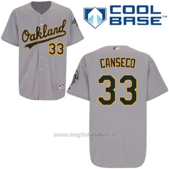 Maglia Baseball Uomo Oakland Athletics Jose Canseco Autentico Collezione Grigio Cool Base Giocatore